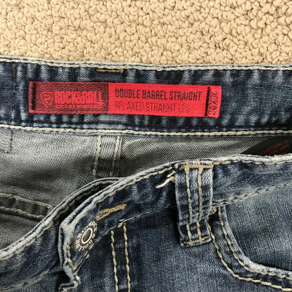 Rock & Roll Denim Mens Double Barrel Relaxed Straight Leg Jeans Blue